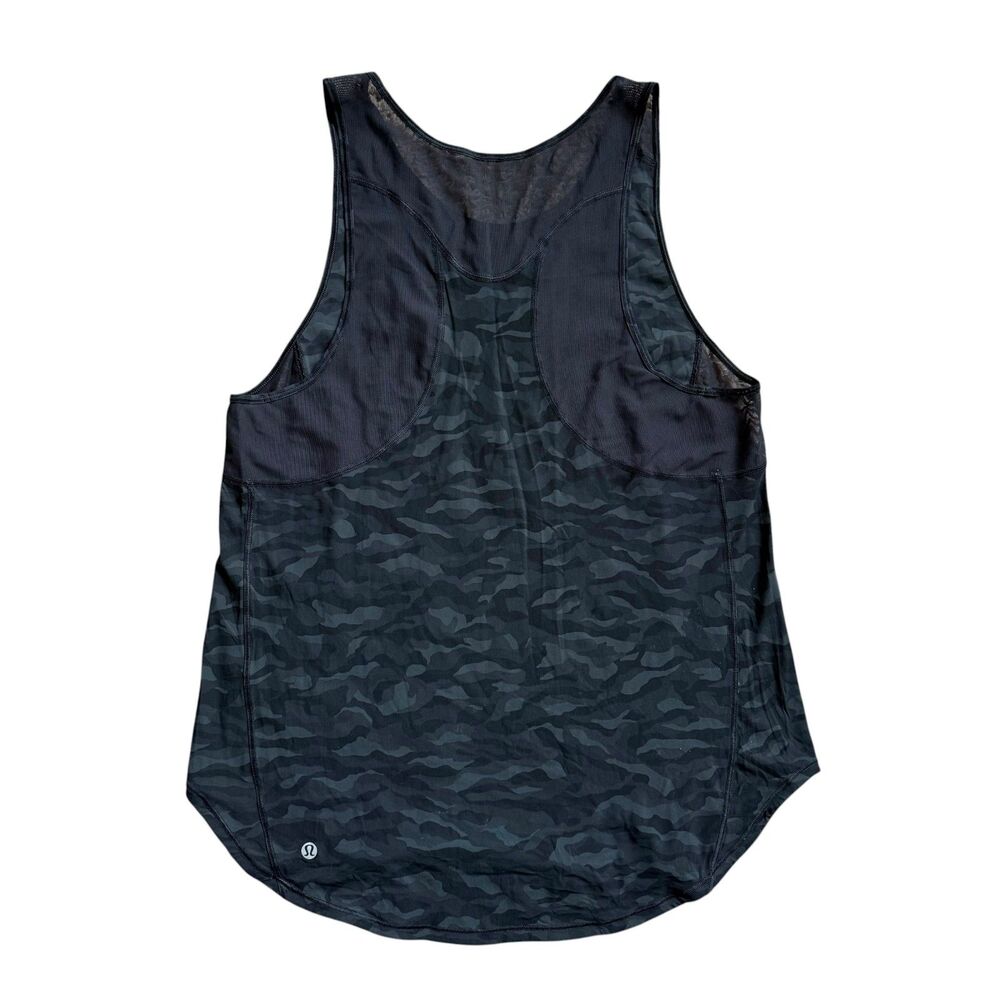 Lululemon Black Camo Tank Size 8 EUC Mesh Activewear Gym Workout Top Womens